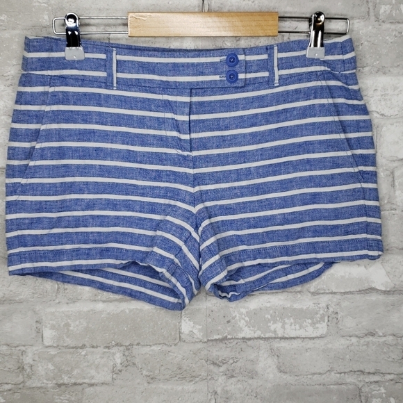 Vineyard Vines Linen Blend Blue Striped Shorts - Picture 1 of 4